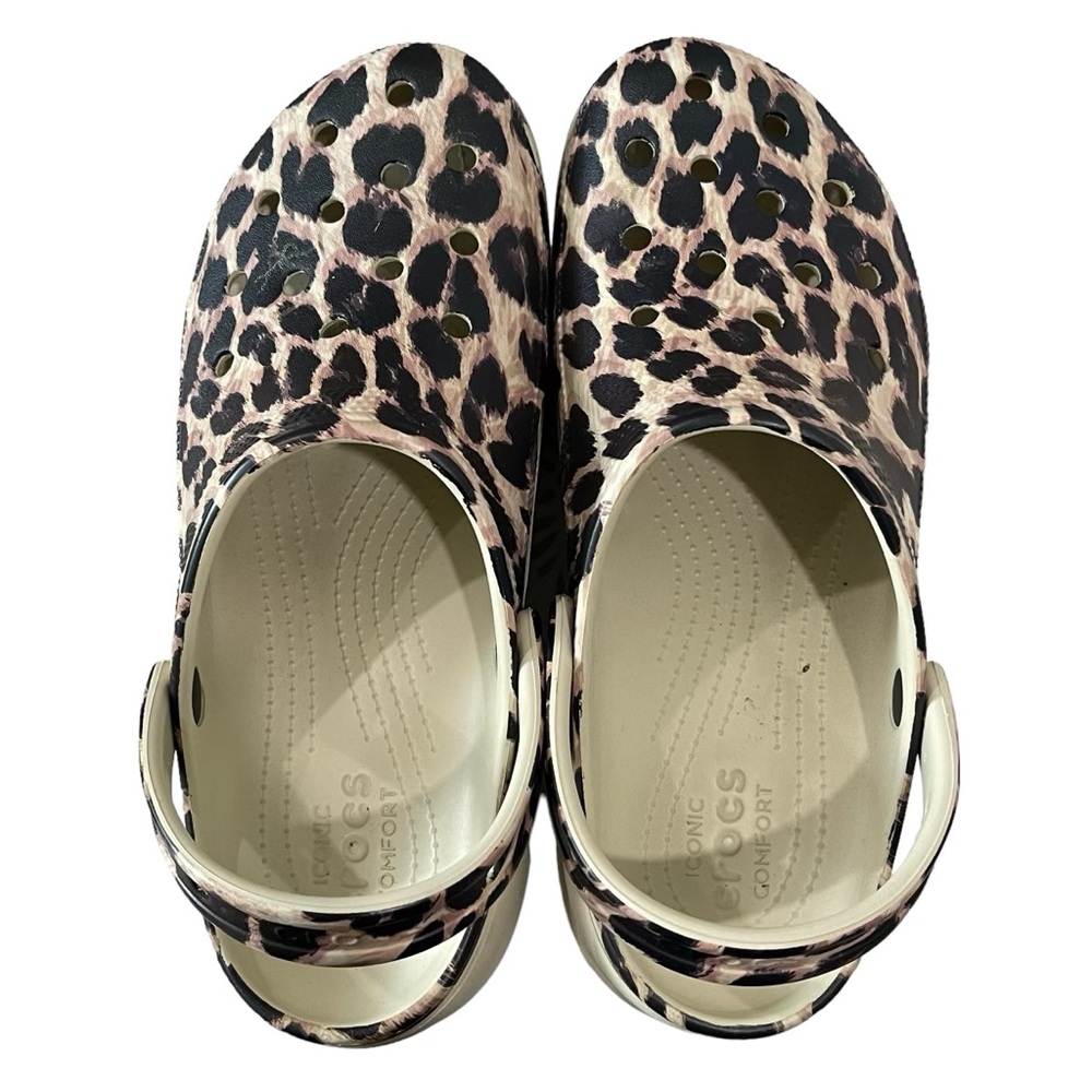 Crocs Leopard Print Platform 11 Euc - image 5